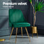 Artiss Dining Chairs Set of 4 Velvet Channel Tufted Green