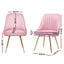 Artiss Dining Chairs Set of 4 Velvet Channel Tufted Pink