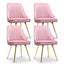 Artiss Dining Chairs Set of 4 Velvet Channel Tufted Pink