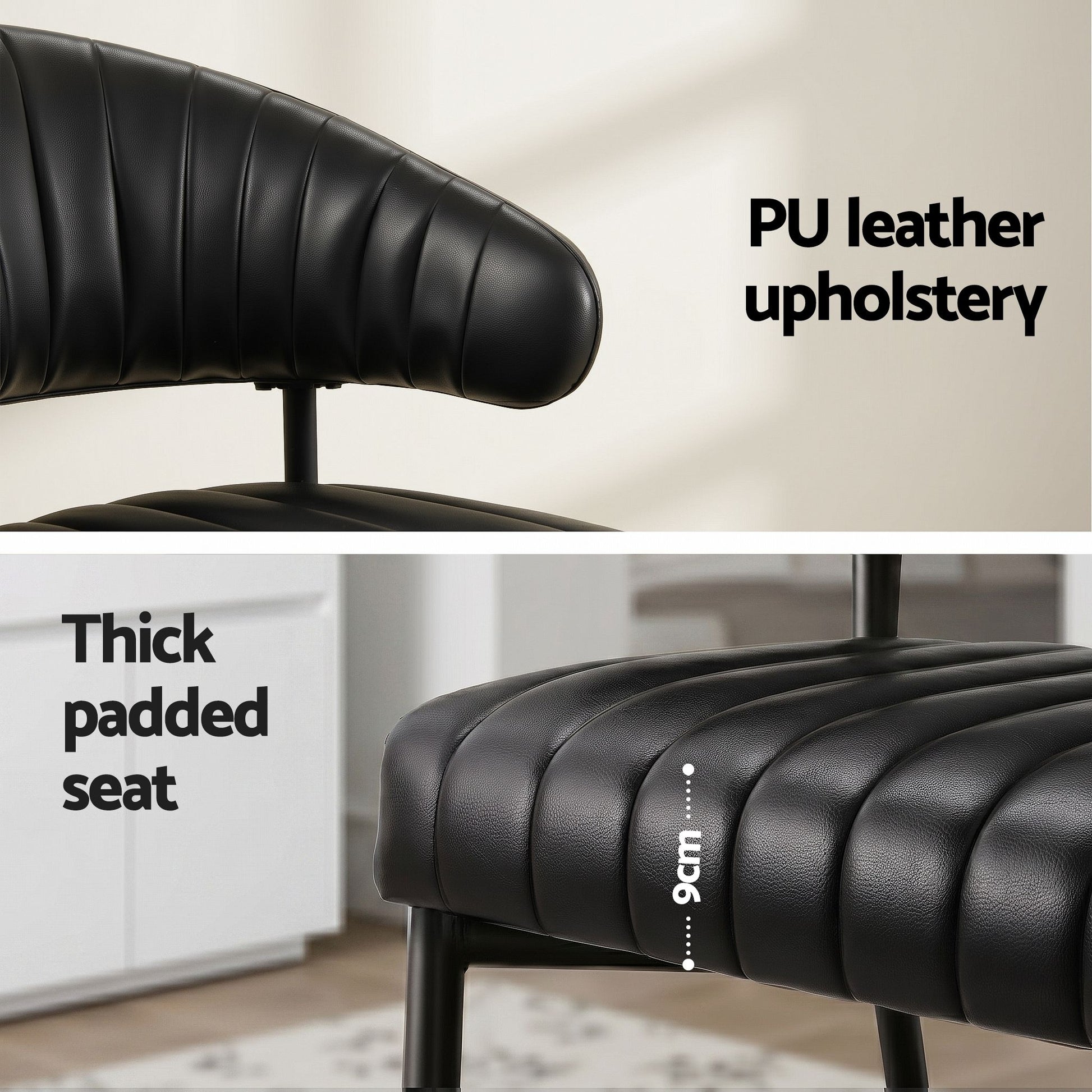Artiss Dining Chairs Set of 6 Leather Hollow Armchair Black