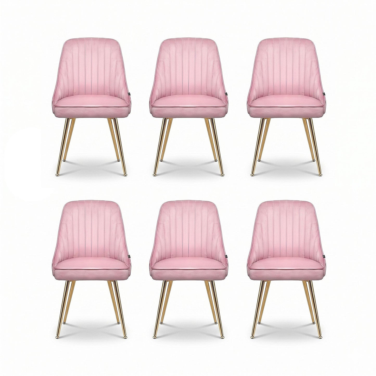 Artiss Dining Chairs Set of 6 Velvet Channel Tufted Pink