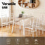 Artiss Dining Table and Chairs Set 5pcs with Extendable 60-120cm Drop-Leaf Table Natural White