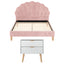 Artiss Double Bed Frame Scallop Headboard Pink Velvet with 2 Drawer Bedside Table