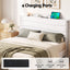 Artiss Double Bed Frame with Adjustable Headboard Platform Base Linen Fabric Charging Ports