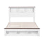 Artiss Double Bed Frame with Storage Bookcase Headboard and Footboard White Wooden Platform Bed with Charging Station and Led Light Bedroom Furniture