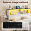 Artiss Double Bed Frame with Storage Drawers White Platform Bedframe with Bookcase Headboard Charging Station Led Light