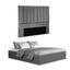 Artiss Double Bed Frame with Storage Grey Velvet Headboard Gas Lift Platform Base