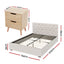 Artiss Double Bed Frame with Storage and Bedside Table Set Tufted Linen Gas Lift Bed Base and 2-Drawer Nightstand