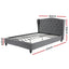 Artiss Double Bed Frame with Wingback Headboard Grey Linen Upholstered Platform Bed Base