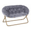 Artiss Double Saucer Chair Soft Faux Fur Lounge Foldable Oversize Chair for Bedroom Grey