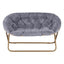 Artiss Double Saucer Chair Soft Faux Fur Lounge Foldable Oversize Chair for Bedroom Grey