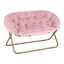 Artiss Double Saucer Chair Soft Faux Fur Lounge Foldable Oversize Chair for Bedroom Pink