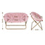 Artiss Double Saucer Chair Soft Faux Fur Lounge Foldable Oversize Chair for Bedroom Pink
