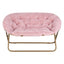 Artiss Double Saucer Chair Soft Faux Fur Lounge Foldable Oversize Chair for Bedroom Pink