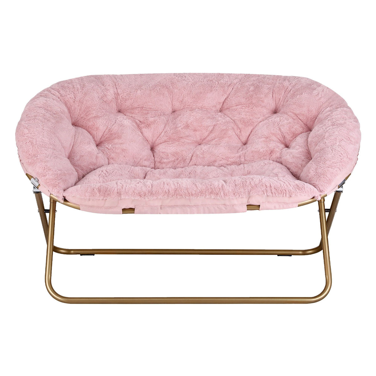 Artiss Double Saucer Chair Soft Faux Fur Lounge Foldable Oversize Chair for Bedroom Pink