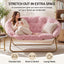 Artiss Double Saucer Chair Soft Faux Fur Lounge Foldable Oversize Chair for Bedroom Pink