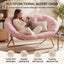 Artiss Double Saucer Chair Soft Faux Fur Lounge Foldable Oversize Chair for Bedroom Pink