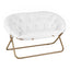 Artiss Double Saucer Chair Soft Faux Fur Lounge Foldable Oversize Chair for Bedroom White