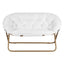 Artiss Double Saucer Chair Soft Faux Fur Lounge Foldable Oversize Chair for Bedroom White