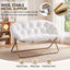 Artiss Double Saucer Chair Soft Faux Fur Lounge Foldable Oversize Chair for Bedroom White