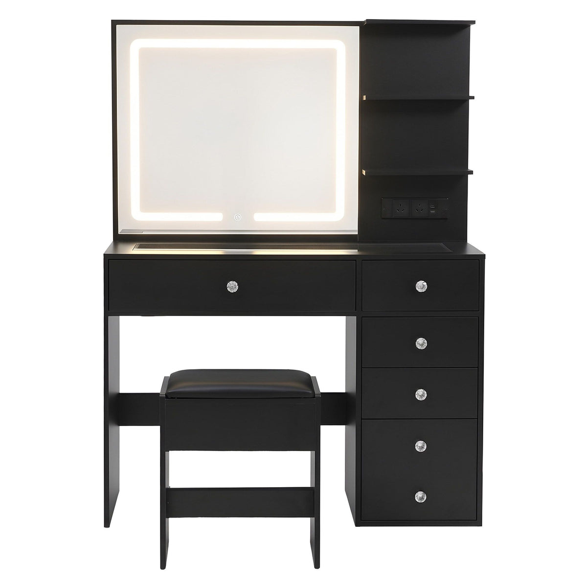 Artiss Dressing Table LED Vanity Desk Set Stool Black