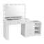 Artiss Dressing Table Mirror Charging Station Glass Top Makeup Vanity Desk RGB Cabinet Storage Drawers Hairdryer Holder White