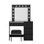 Artiss Dressing Table Set Stool 12 Led Bulbs Black