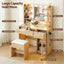 Artiss Dressing Table Vanity Desk Set 10 LED Bulbs RGB Light Wood