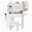 Artiss Dressing Table Vanity Desk Set Stool LED Charging Station White