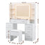 Artiss Dressing Table Vanity Desk Set Stool LED Charging Station White