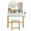 Artiss Dressing Table Vanity Desk Set Stool LED Charging Station White