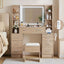 Artiss Dressing Table Vanity Desk Set Stool LED Charging Station Wood