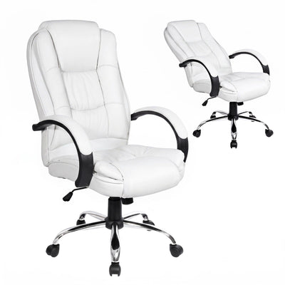 Artiss Executive Office Chair Leather Tilt White
