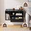 Artiss Floating Bedside Table with Charging Station Black Nightstand 1 Drawer