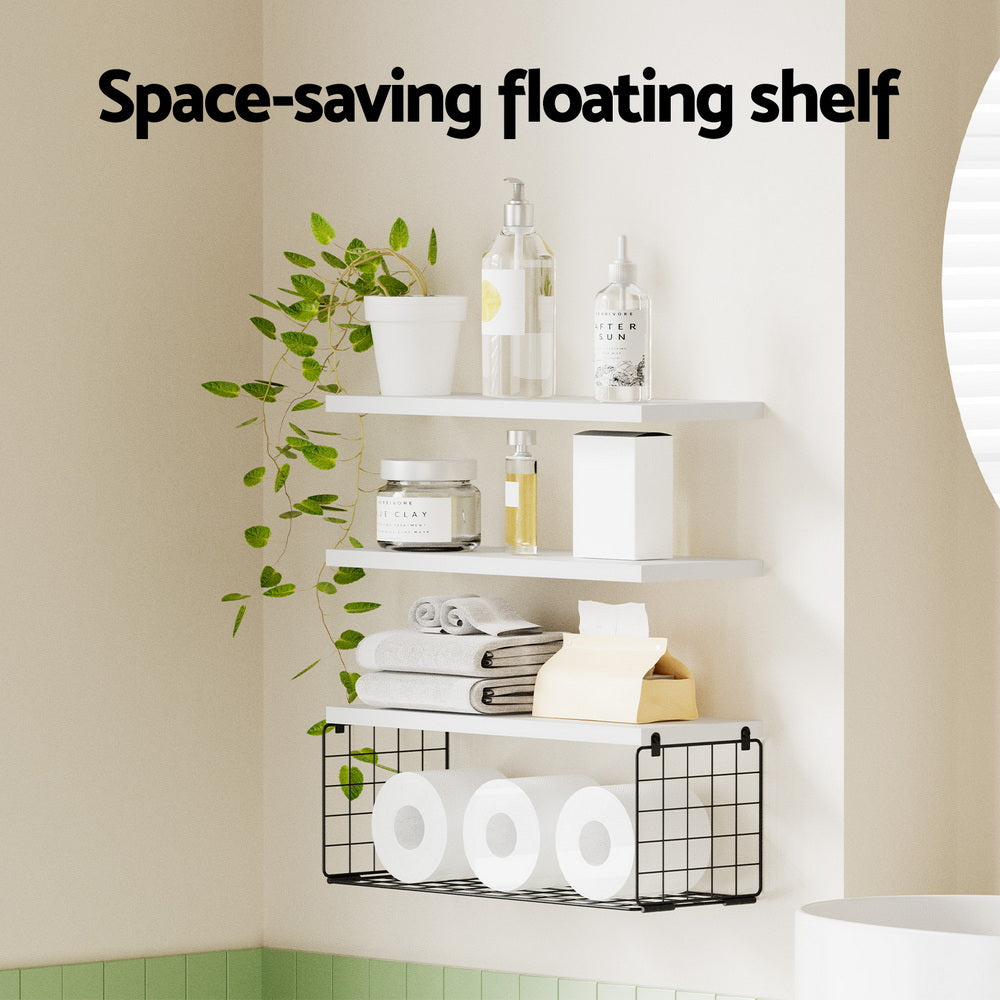 Artiss Floating Wall Shelf Set of 3 White