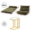 Artiss Floor Lounge Sofa Bed Folding Chaise Chair Green & Coffee Table Side Table Marble Effect