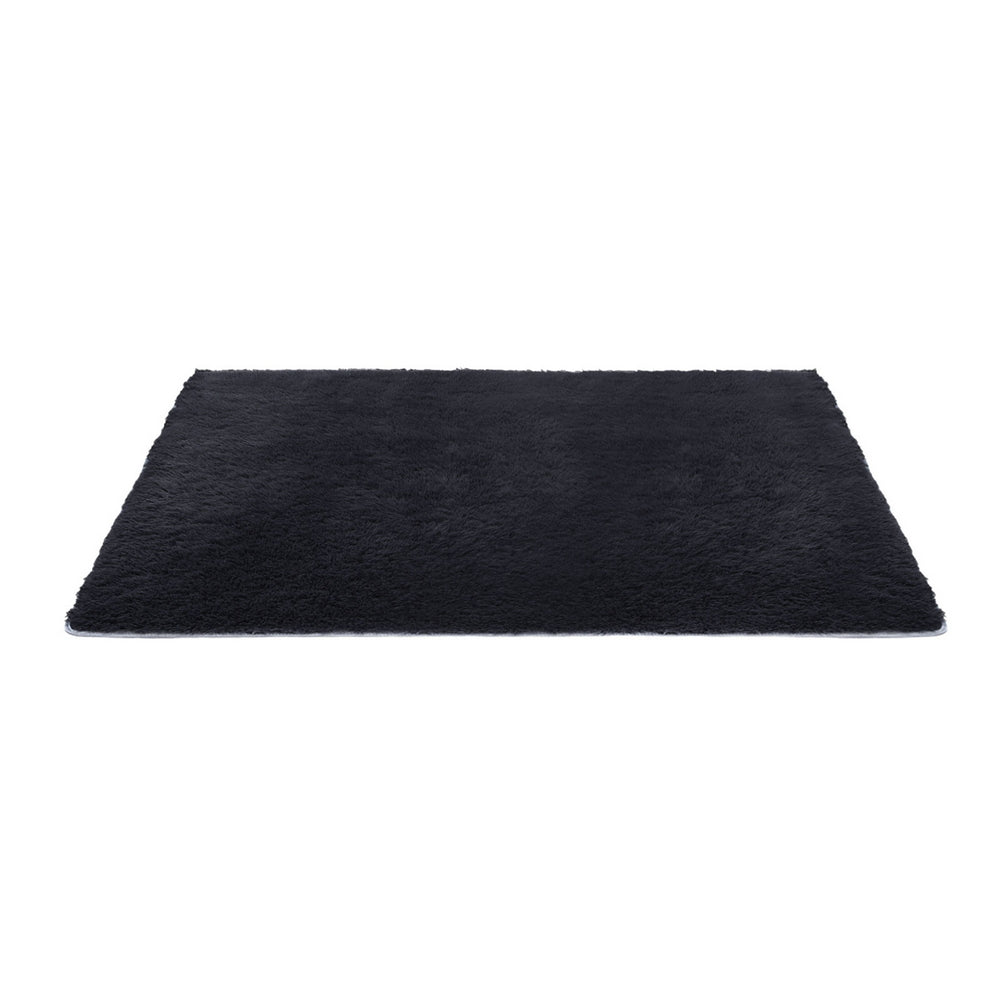 Artiss Floor Rug 140x200cm Plush Area Shaggy Rug Living Room Bedroom Carpet Black