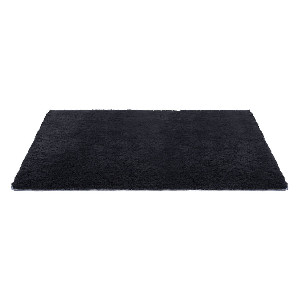 Artiss Floor Rug 160x230cm Plush Area Shaggy Rug Living Room Bedroom Carpet Black