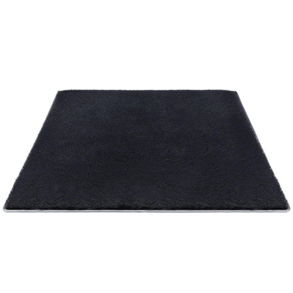 Artiss Floor Rug 160x230cm Plush Area Shaggy Rug Living Room Bedroom Carpet Black