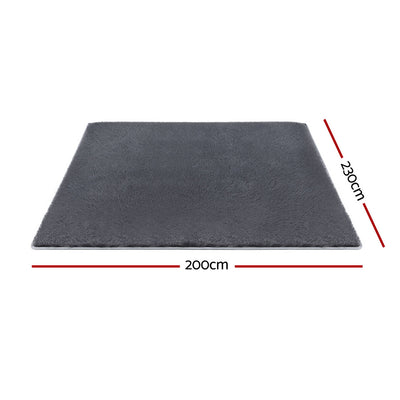 Artiss Floor Rug 200x230cm Plush Area Shaggy Rug Living Room Bedroom Carpet Grey