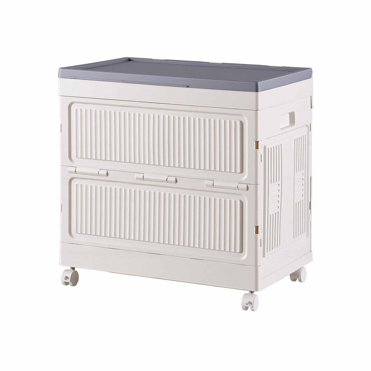 Artiss Foldable Storage Cabinet Stackable Box Flip-Top Rolling Organiser White