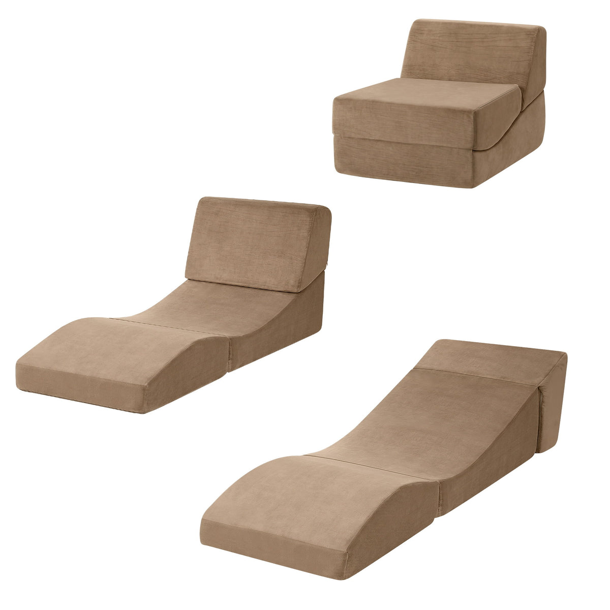 Artiss Folding Sofa Bed Convertible Armless Foam Floor Futon Lounger Couch Brown