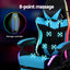 Artiss Gaming Office Chair 12 RGB LED Massage Computer Work Seat Footrest Cyan