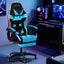 Artiss Gaming Office Chair 12 RGB LED Massage Computer Work Seat Footrest Cyan