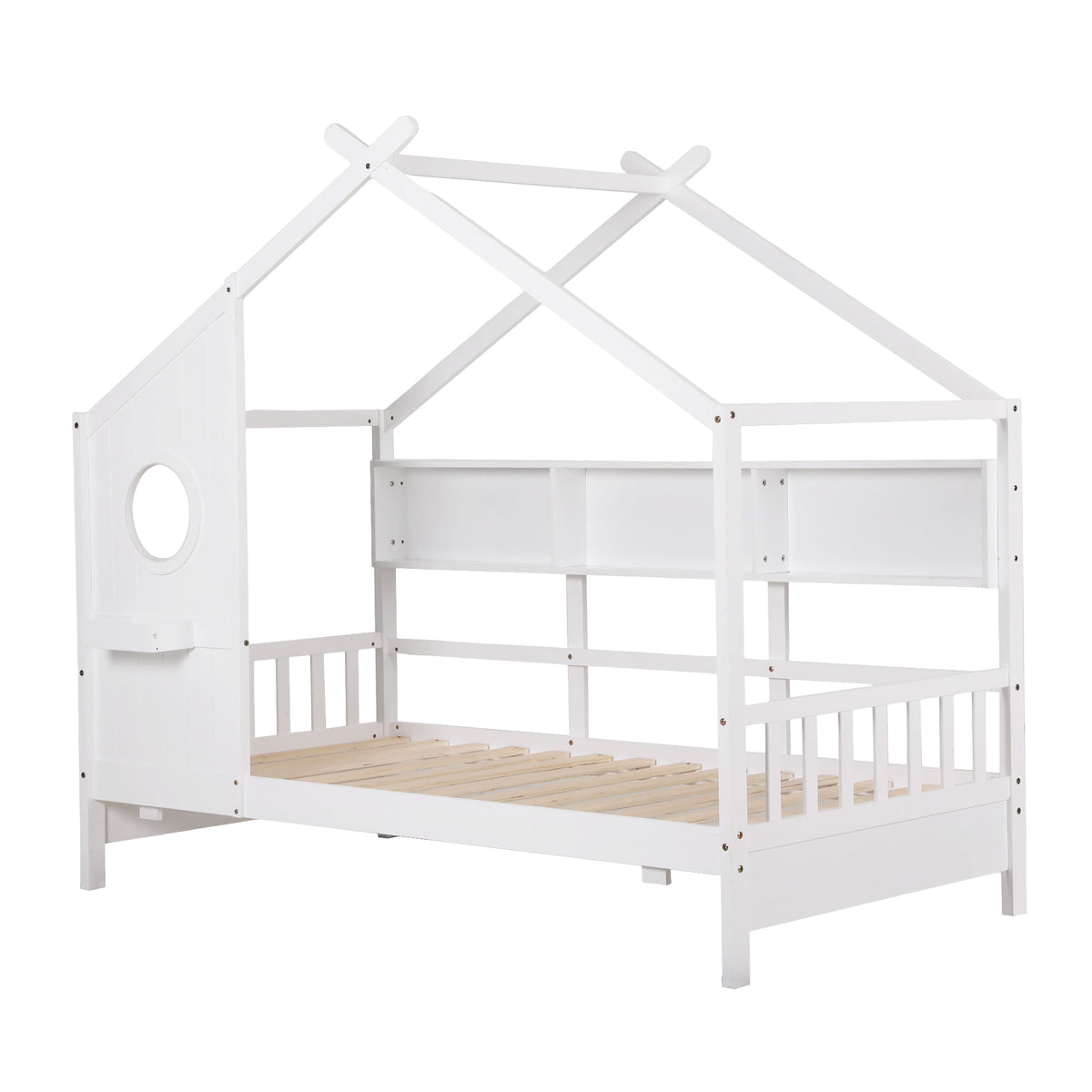 Artiss Kids Single Bed Frame House Bed Solid Wood Montessori Bed for Toddler White