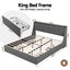 Artiss King Bed Frame with 4 Storage Drawers and Charging Station Tufted Wingback Headboard 300kg Loads Charcoal Grey