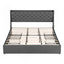 Artiss King Bed Frame with 4 Storage Drawers and Charging Station Tufted Wingback Headboard 300kg Loads Charcoal Grey