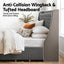 Artiss King Bed Frame with 4 Storage Drawers and Charging Station Tufted Wingback Headboard 300kg Loads Charcoal Grey