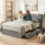 Artiss King Bed Frame with 4 Storage Drawers and Charging Station Tufted Wingback Headboard 300kg Loads Charcoal Grey