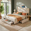 Artiss King Bed Frame with Charging Station and Storage Drawers Beige 300KG Noise Free